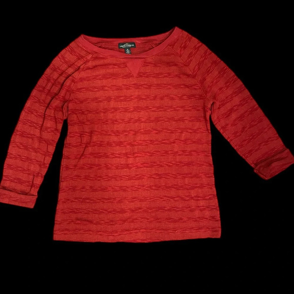 Ralph Lauren red textured top 3/4 sleeve top, Size Medium - Picture 1 of 7